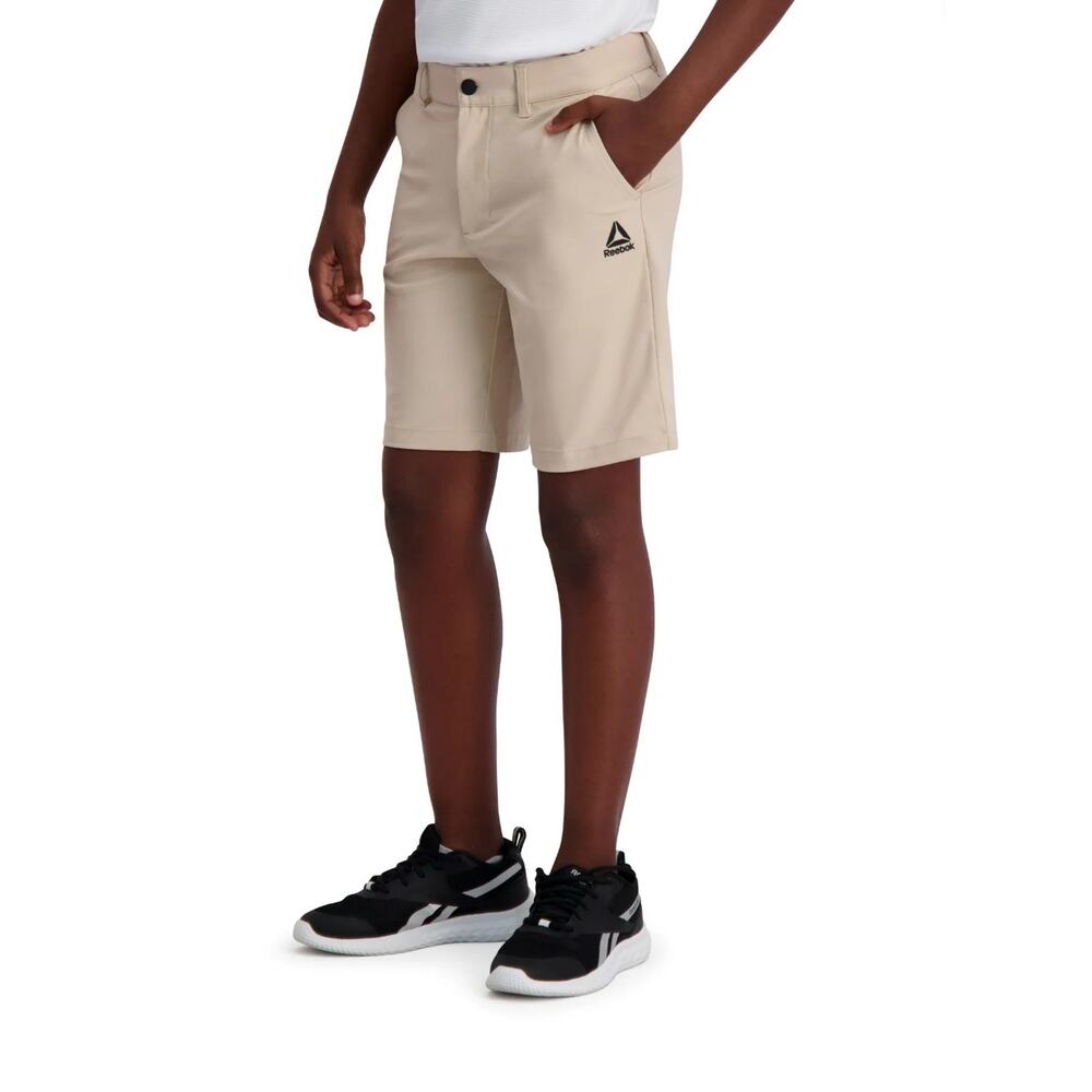 Reebok Boys Tan Victory Shorts Zipper Pocket Athletic Shorts NWT Large 10/12